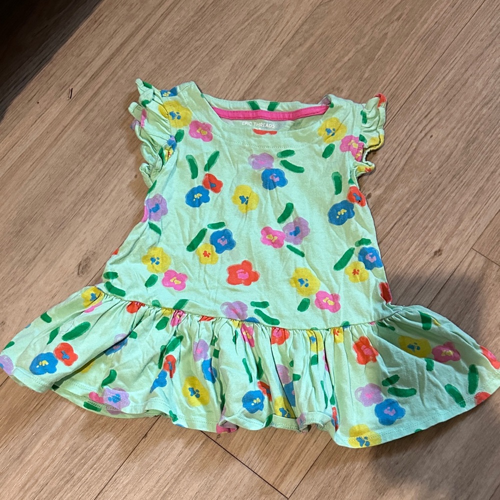 Epic Threads Floral Kids Dress - Green and Multicolor